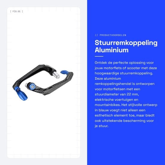 Stabilizzatore di direzione universale - Allocazione remo in alluminio - Protezione di sterzo universale - Blu - Per motocicli e scooter - Adatto per biciclette da mountain bike