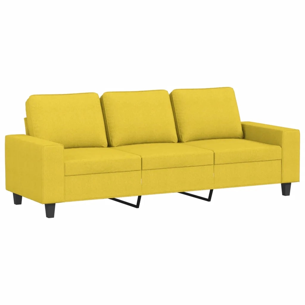 Divano a 3 Posti con Poggiapiedi-Sofa 3 Posti con Poggiapiedi Giallo Chiaro 180cm in Tessuto 222444