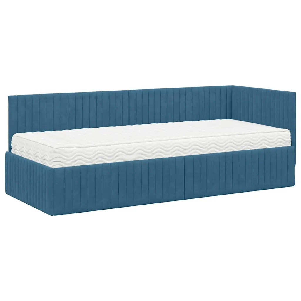 Struttura Letto Angolare con Materasso 2 pcs Blu Velluto 3393797
