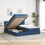 Struttura Letto Pouf con Materassi Blu 160x200 cm in Tessuto 3312842