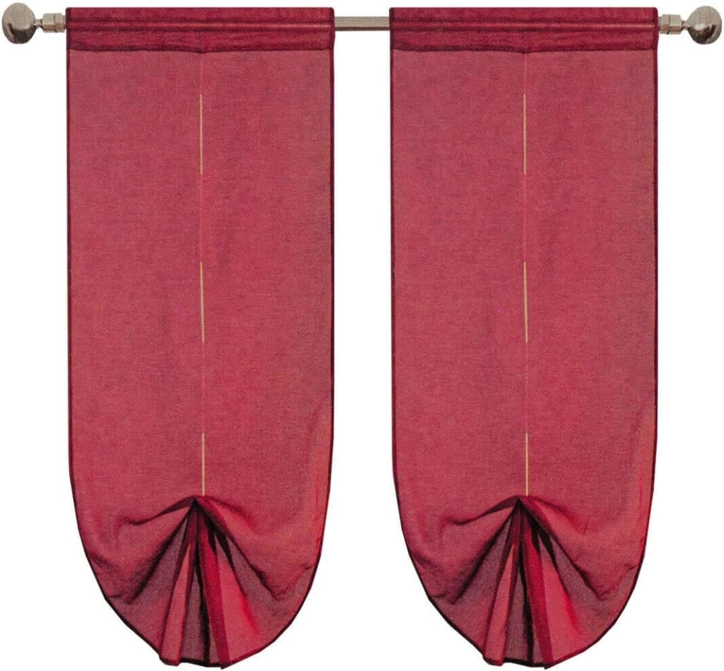 Tende Pacchetto Coppia Regolabili 60x240 cm Finestra Porta Interno Tessuto Casa Bordeaux