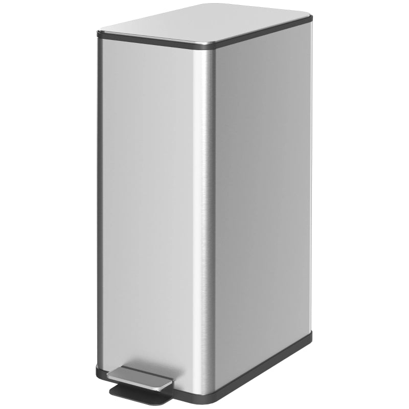 PATTUMIERA 20 L A PEDALE IN ACCIAIO INOX ARGENTO 21,5 x 37,2 x 57 cm