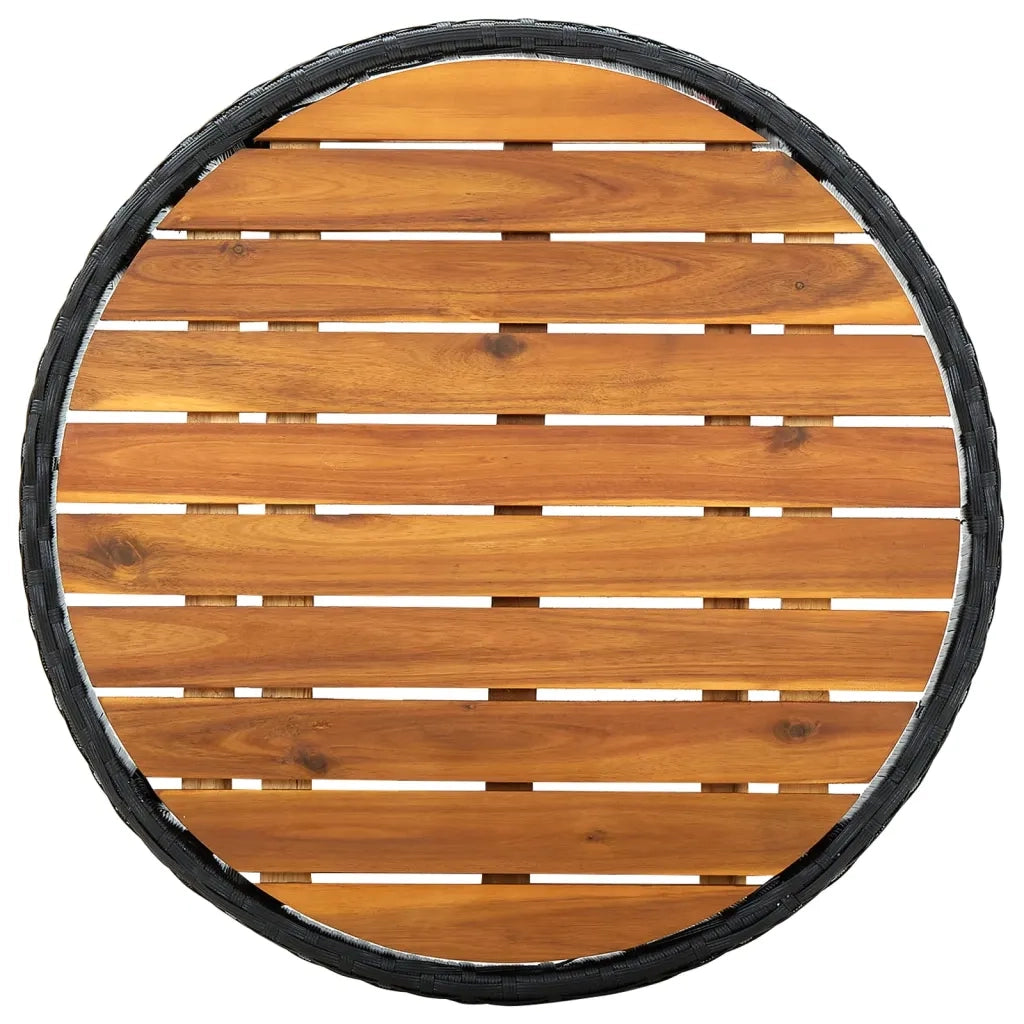 Tavolino da TÃ¨ Nero 60 cm in Polyrattan e Massello di Acacia cod mxl 34211