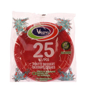 PIATTI DESSERT ROSSI 25 PEZZI 175 GR RIUTILIZZABILI NATALIZI