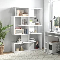 Scaffale Libreria ad S 5 Ripiani Design Moderno Soggiorno, Ufficio, Salotto, Legno, Bianco, 120 x 28.6 x 160 cm