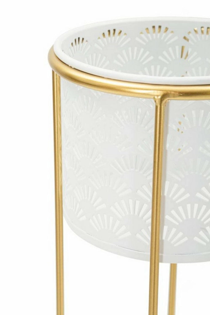 Oggettistica Dore, Complemento d'arredo, Articolo decorativo, Accessorio d'arredo, 17x17 h46 cm, Bianco e Oro