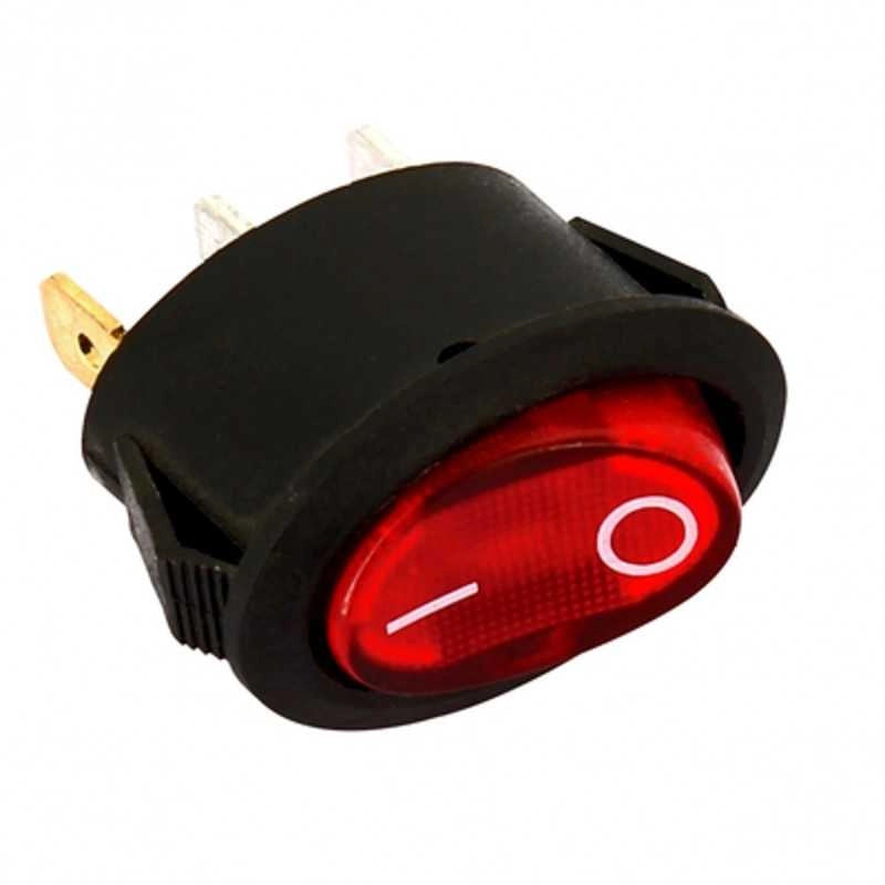 INTERRUTTORE 0-1 LUMINOSO ROSSO OVALE 20,4X13,6 3 CONTATTI USO Elettrodomestici  - UNIVERSALE