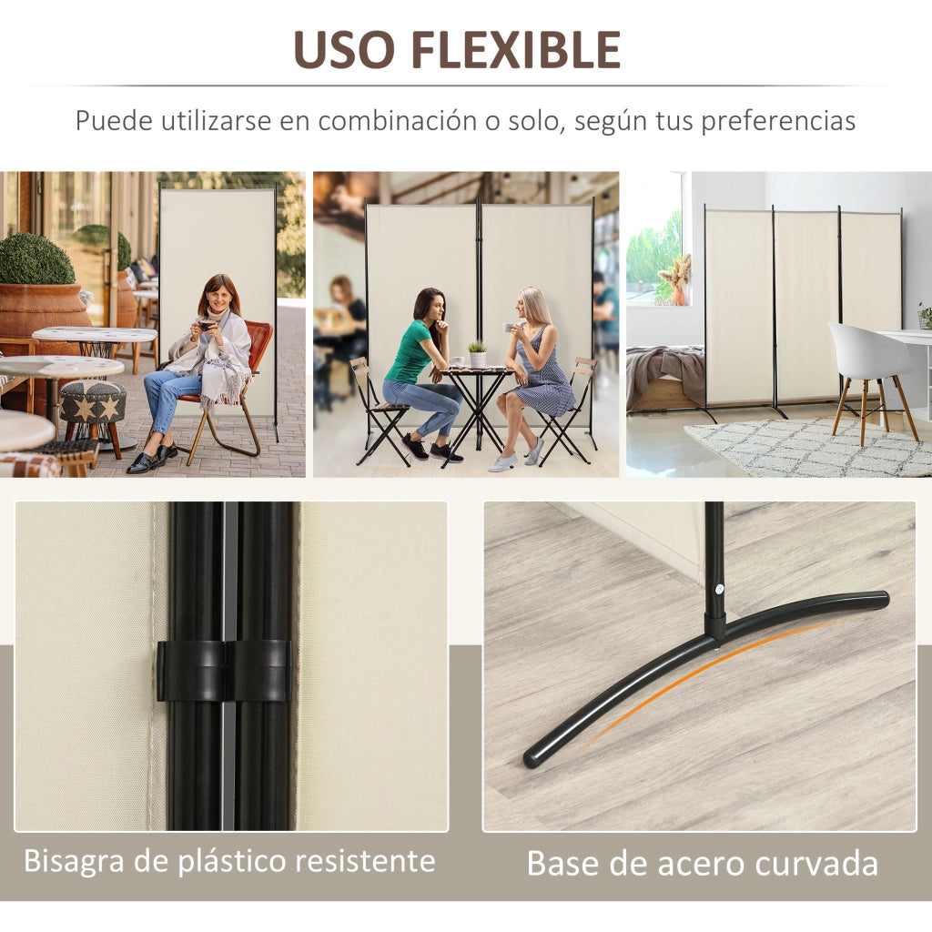 Biombo ¨C zephmum ¨C 3 pannelli 182x253 cm beige metallo