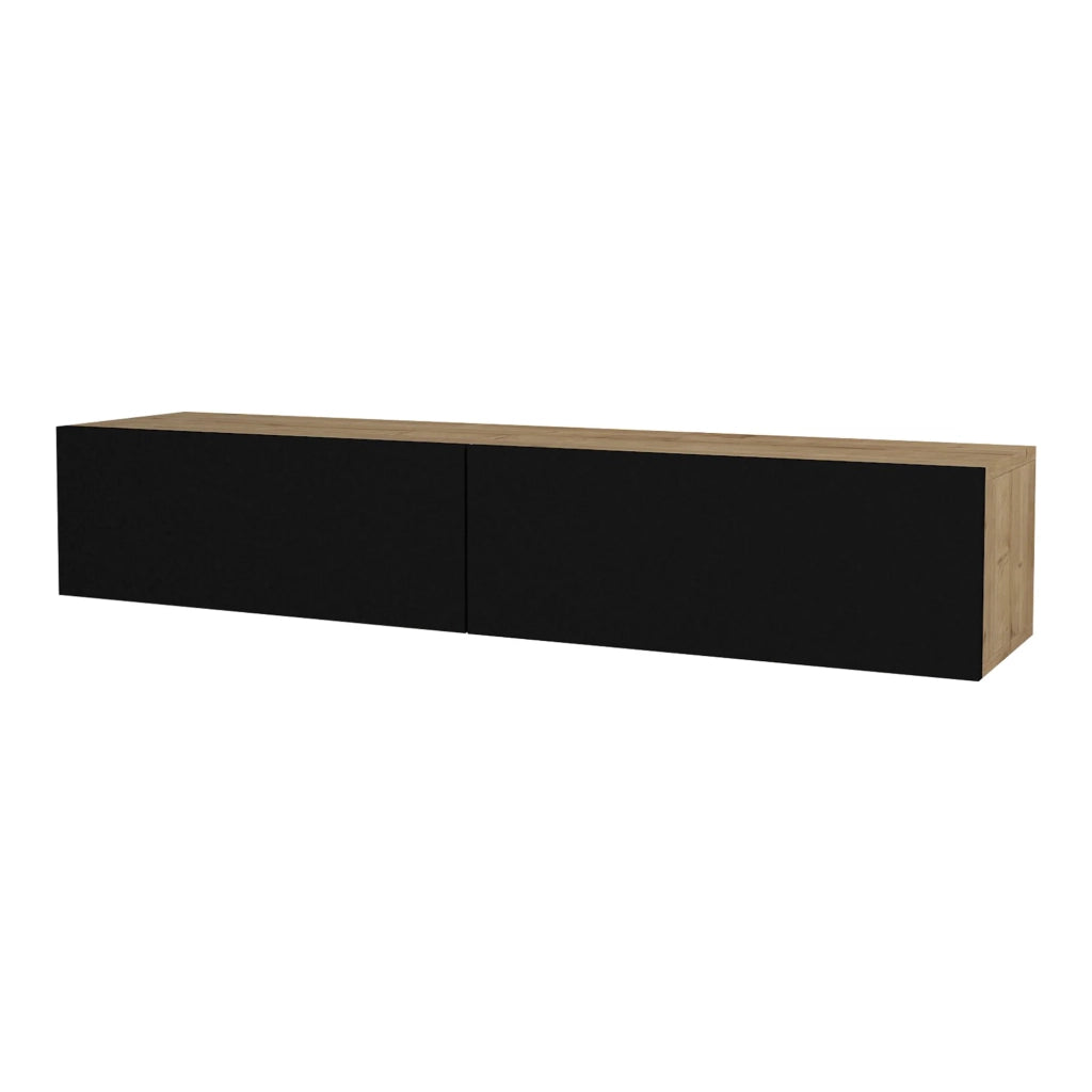 Mobile porta TV con ripiani 135 x 31 x 25 cm effetto rovere e nero 03_0007867