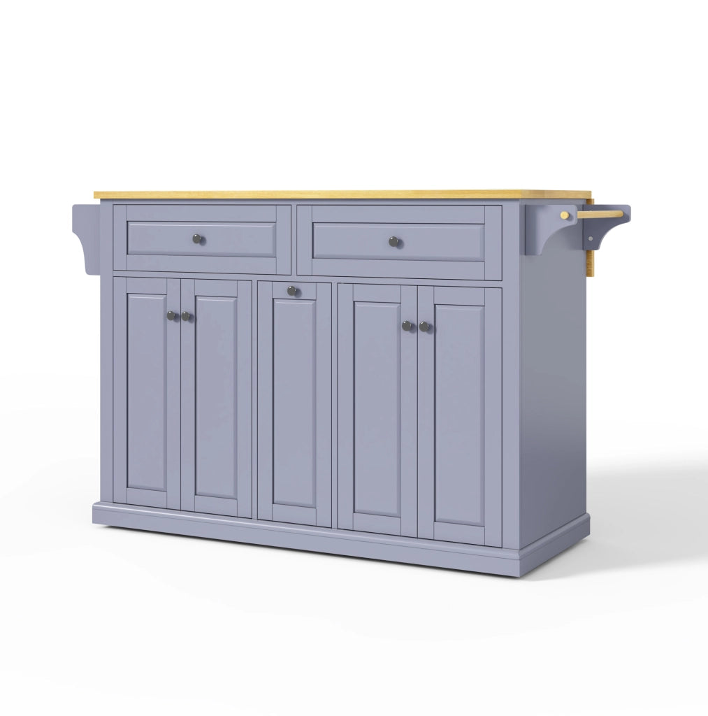 Isola da cucina con piano ribaltabile 121x49(69)x89 cm in MDF naturale e grigio