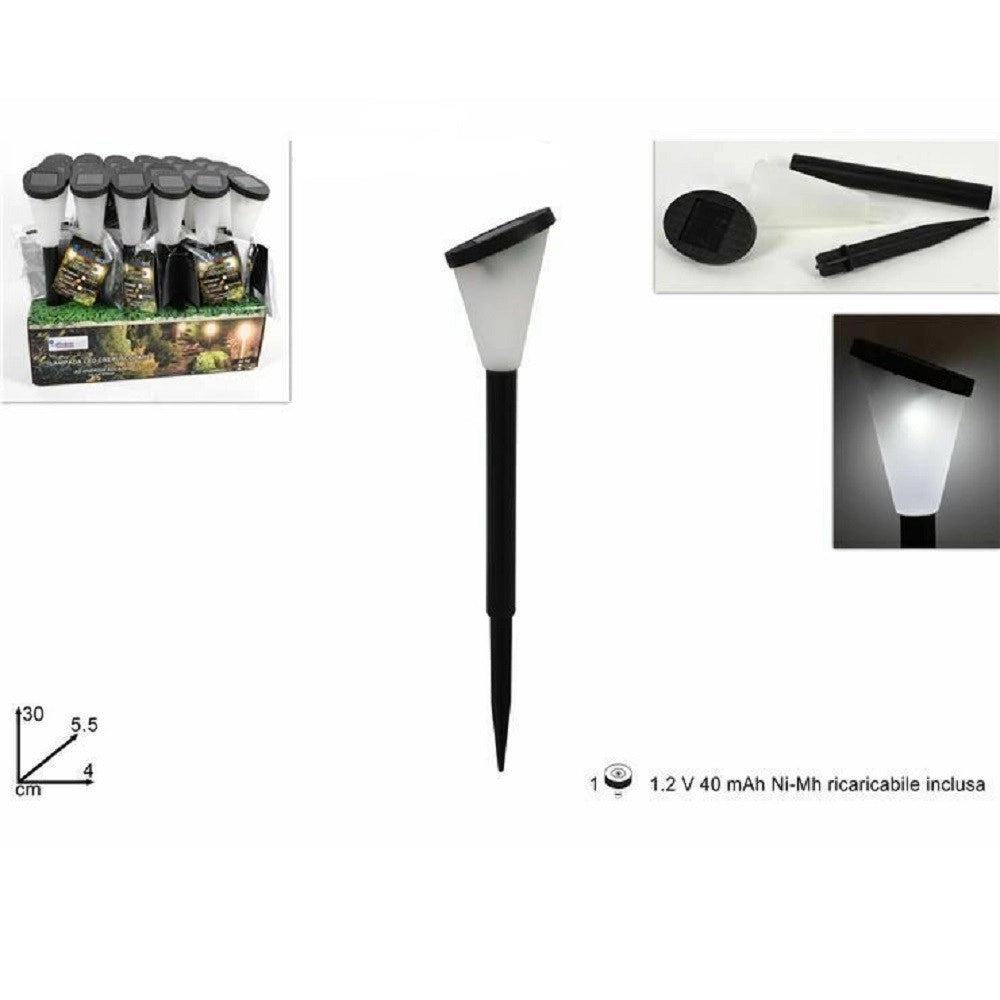 Trade Shop - Lampada Luce Ricarica Solare Giardino Esterni Led Torcia 30cm Luce Calda Fredda -