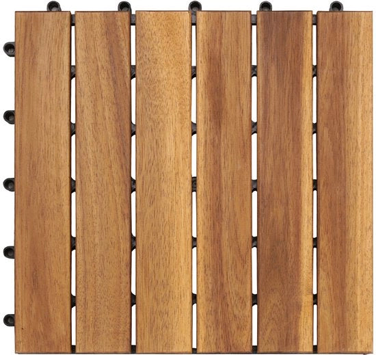 55 pezzi di pannelli in legno pannelli per pavimento in legno mozaico 30x30 cm - pannelli per balcone e terrazza resistenti all'acqua in legno di acacia con sistema di click per balcone e terrazza