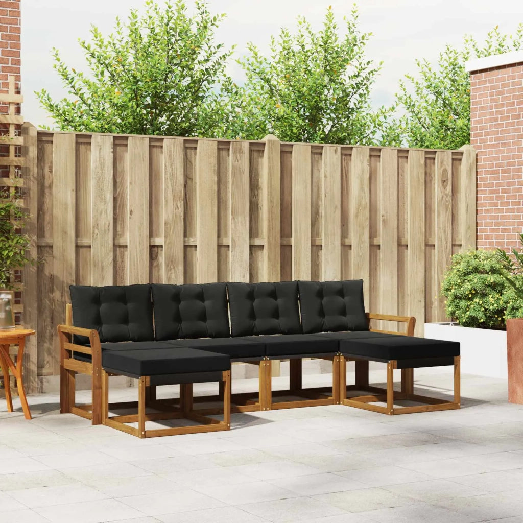 Set di divani da esterno con cuscino 6 pcs Naturale e Nero 3368931
