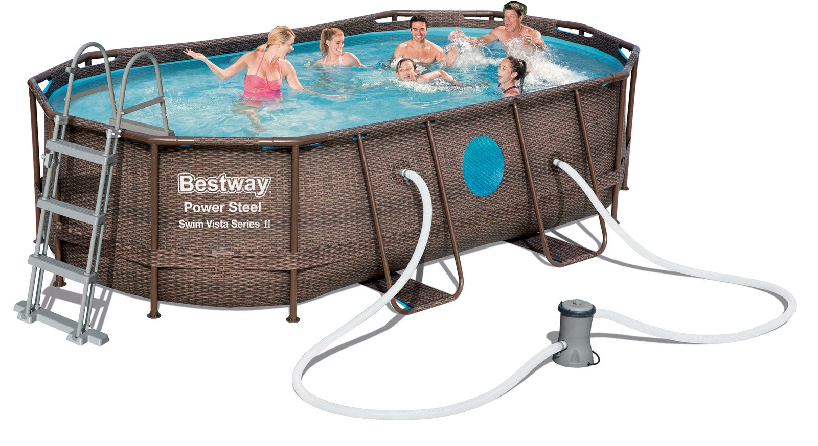 piscina ovale con telo per copertura+ pompa 427x250x100 cod:ferx.96299