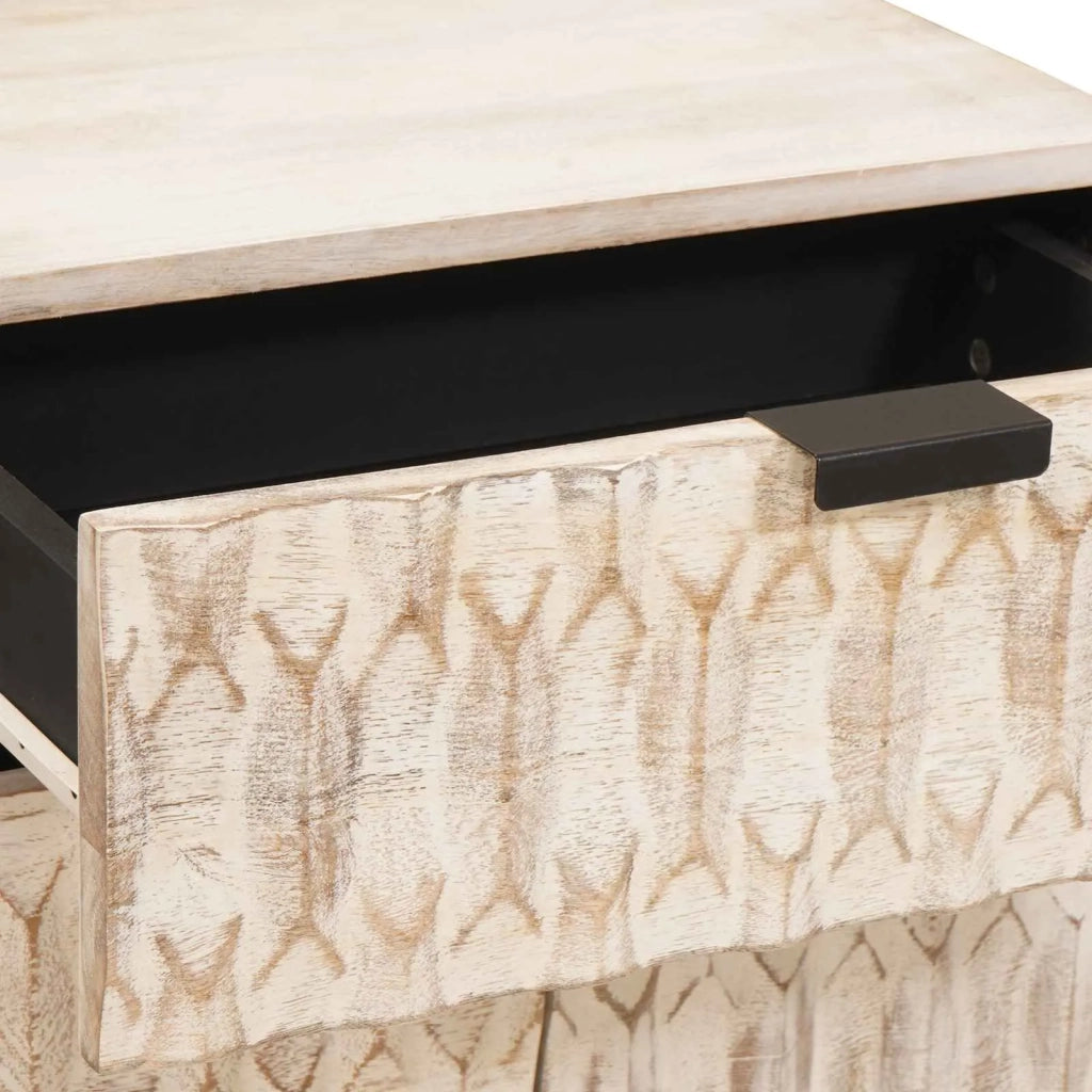 Armadio da Notte Bianco 50 x 33 x 60 cm Legno di mango massello
