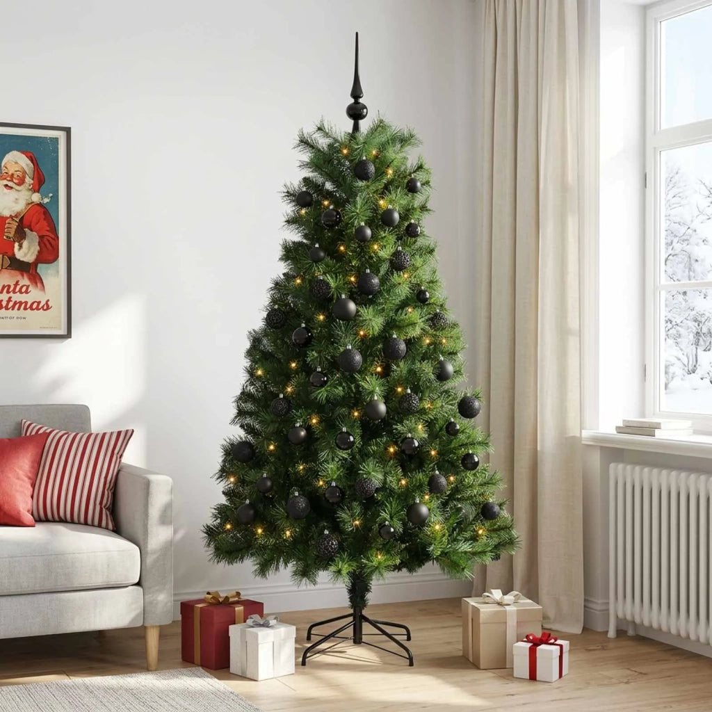 Albero di Natale artificiale con rami snodati e palline 210 cm 3466492