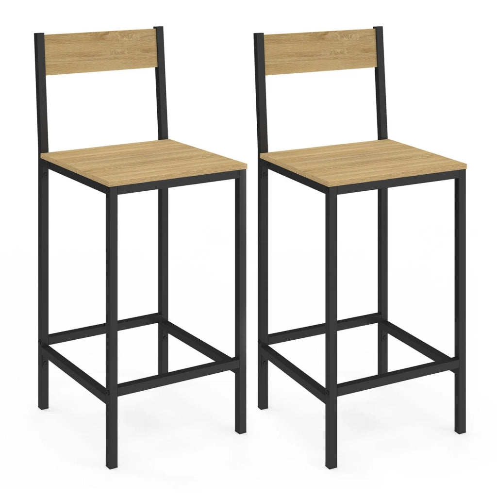IDMarket - Lote de 2 taburetes de bar DETROIT con respaldo silla de cocina de diseño industrial