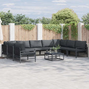 Set Divano da Giardino con cuscino 10 pcs Nero Acciaio 3379015
