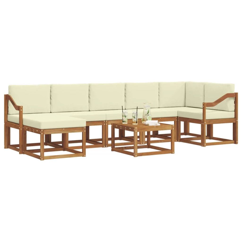 Set di divani da esterno con cuscino 8 pcs Naturale e Crema