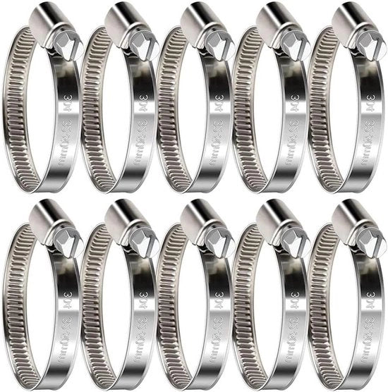 Klemme metalliche extra resistenti 10 pezzi 32-50 mm - per giardino, piscina e lavatrice - di alta qualità conforme a DIN 3017 - per diverse applicazioni.