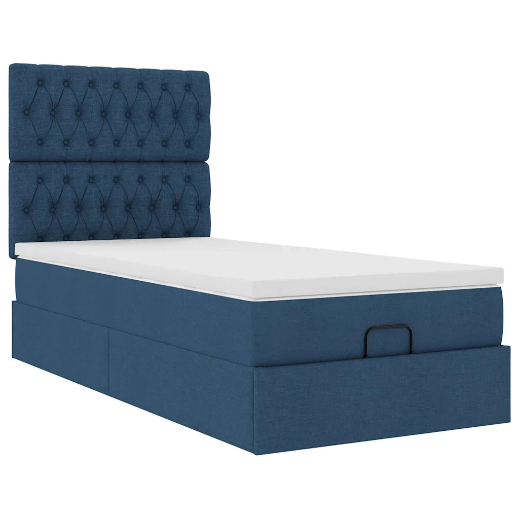Pouf Letto con Materasso e LED Blu 90x200 cm in Tessuto 3314064