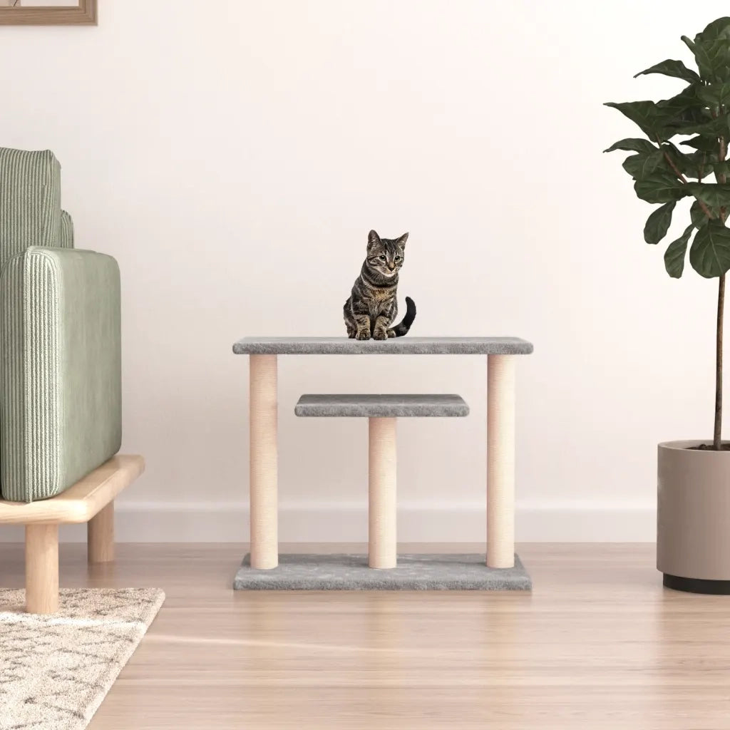 Pali Tiragraffi per Gatti con Piattaforme Grigio Chiaro 62,5 cm 172047