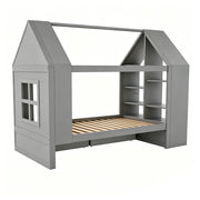 Letto per bambini singolo con 2 cassetti; LED; vani laterali e contenitore; 90 × 200 cm; senza materasso;