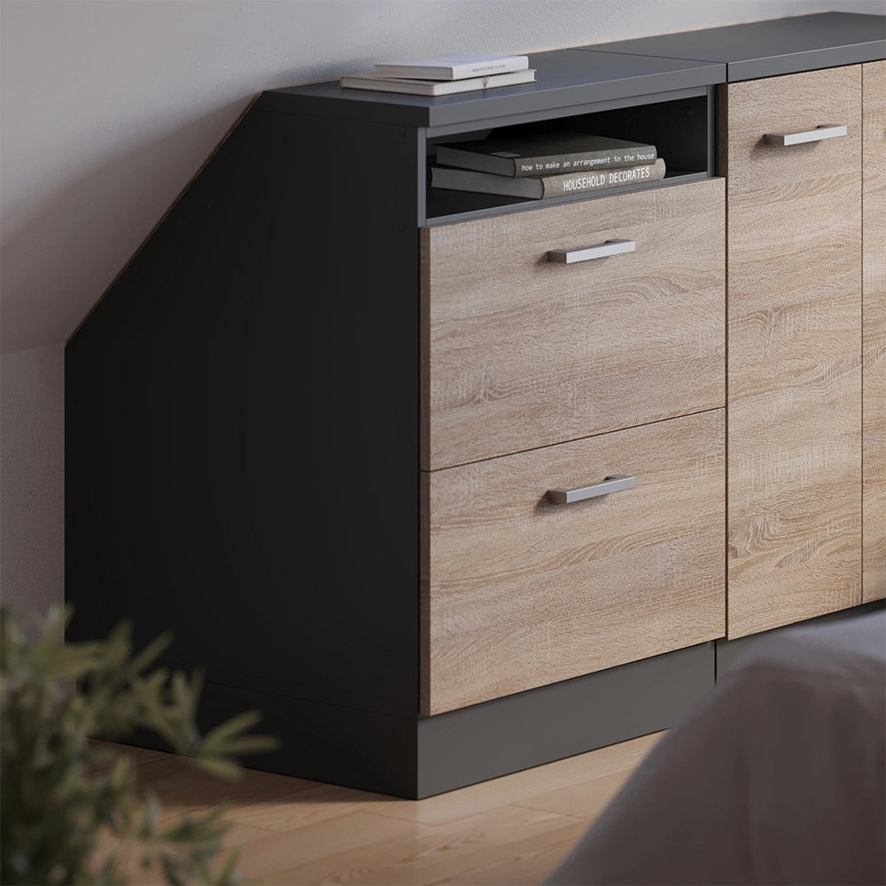 Mobile sottotetto Rion Sonoma/Antracite 60 x 83.8 cm con 2 cassetti, carcassa 60 cm profondità Vicco