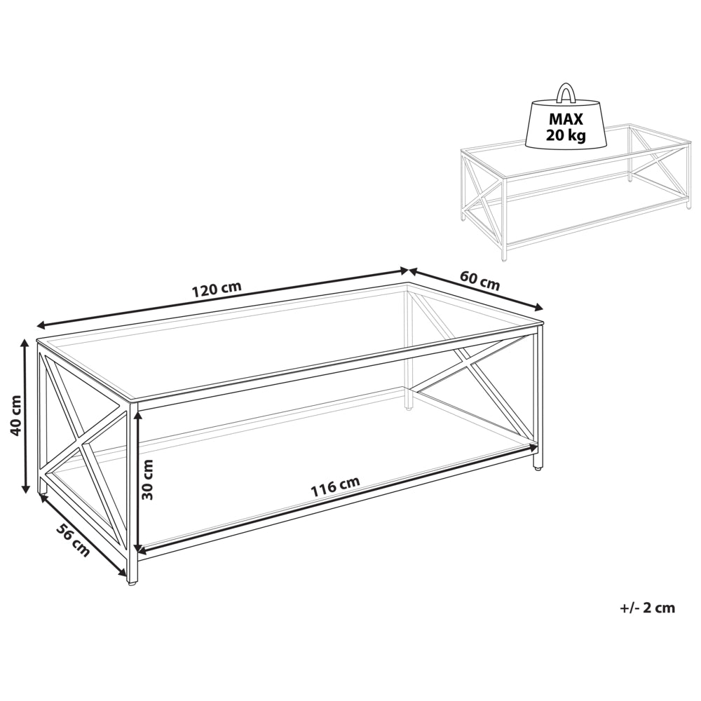 Tavolino da caffè in vetro temperato e argento 60 x 120 cm stile moderno soggiorno
