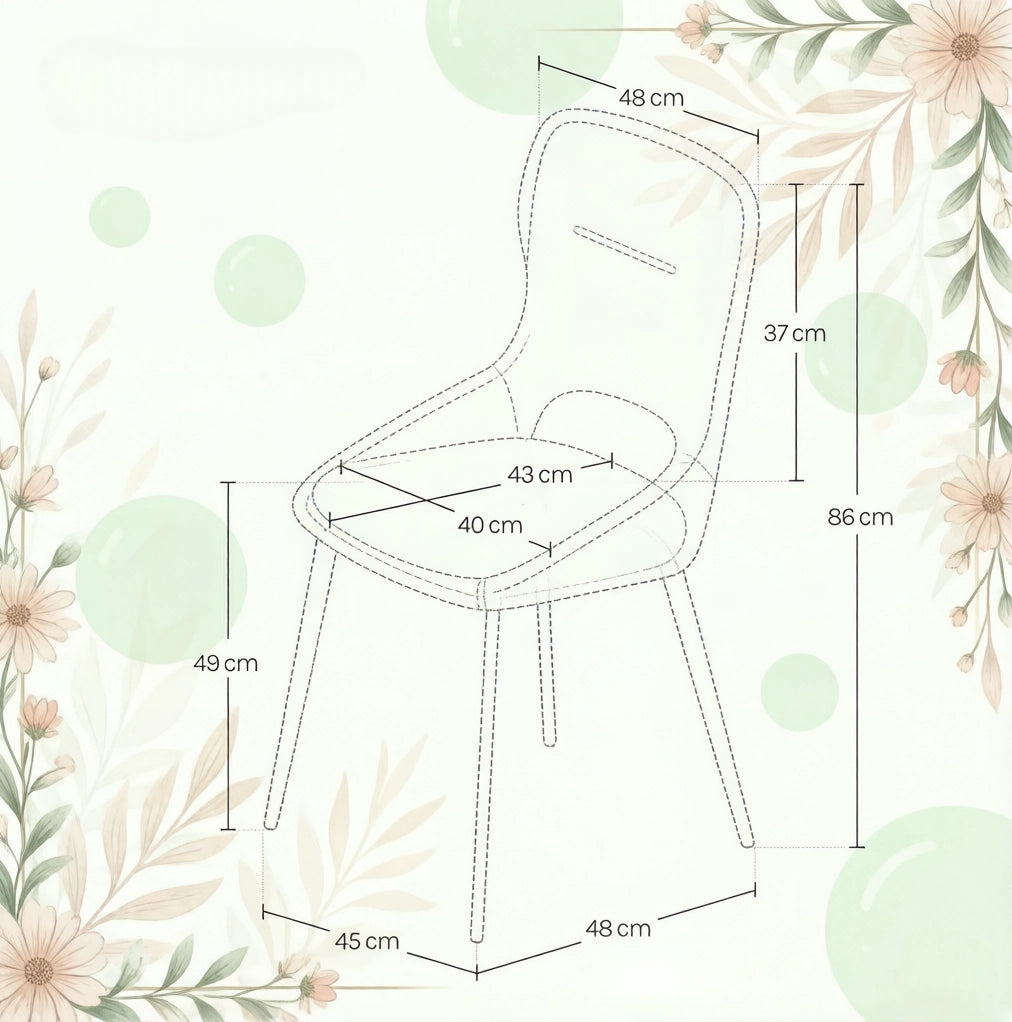 Sedia da pranzo 43x40x86 cm in ciniglia beige, set da 2, schienale traforato