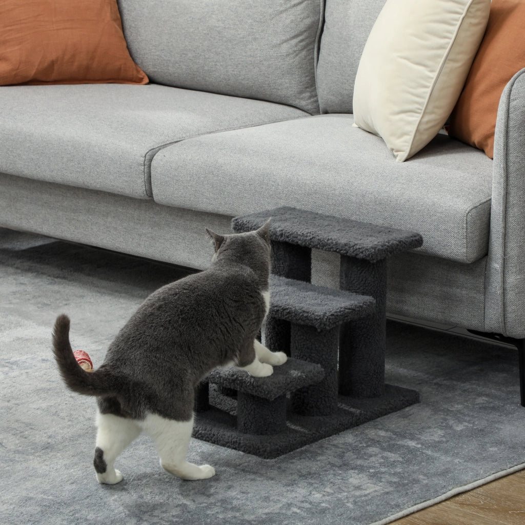 Scaletta per gatti a 3 gradini, 45 x 35 x 34 cm, grigio scuro