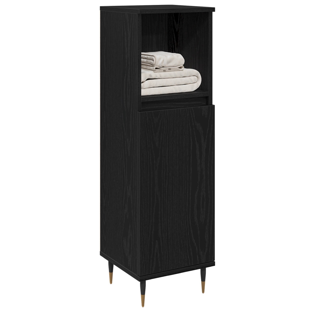 Mobile da bagno  Nero Rovere 30x30x100 cm Legno ingegnerizzato