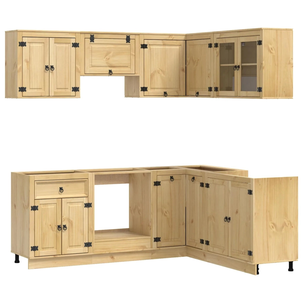Armadietto con porta SKI 8 pcs Marrone Miele Pino massello