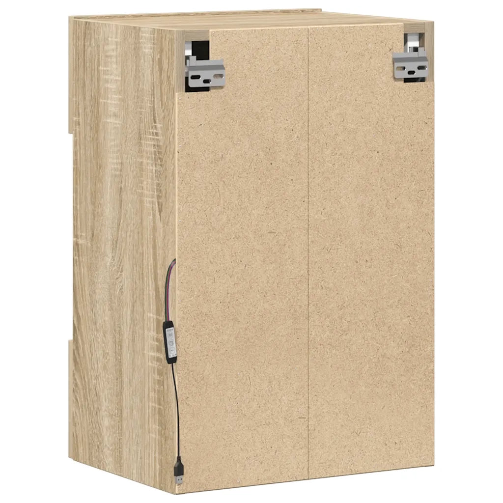Mobili da parete con luci LED per TV 2pz | Armadietto TV | Mobile Porta TV Rovere Sonoma 40x30x60,5 cm