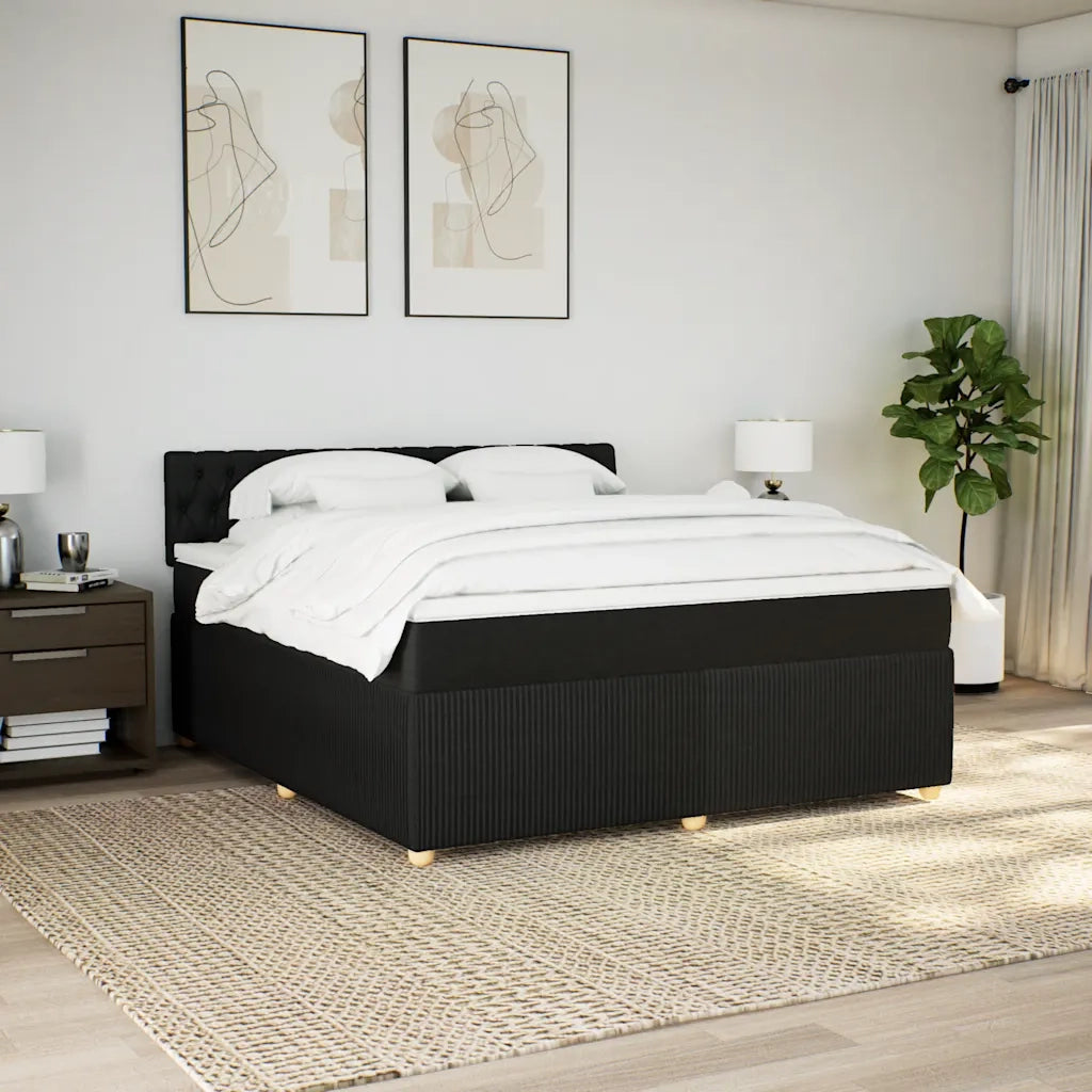 Giroletto a Molle con Materasso Nero 180x200 cm in Tessuto