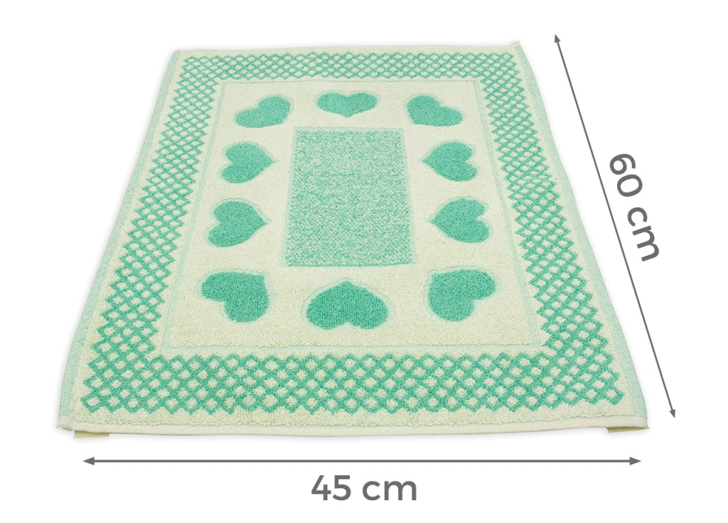 Tappeto Bagno Doccia Spugna Tappetino Assorbente Cotone Pelo Corto Mod. Love O.B - 45x60 - Verde Acqua