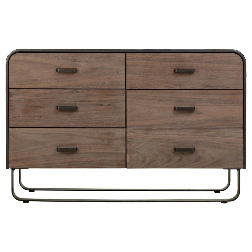 Cassettiera in metallo e legno nero 120x40x78,5h cm