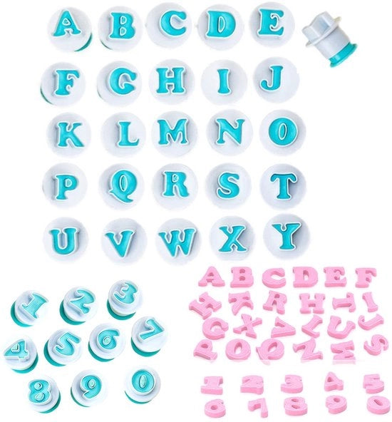 Lettere in rilievo 36 pezzi - Forme per stuzzicare - Decorazione per torte - Numeri/lettere - Fondant - Decorazione per biscotti/ceramiche - Formine per stuzzicare