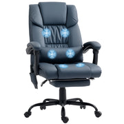 Poltrona massaggiante da ufficio con poggiapiedi ¨C zephmum ¨C blu 66x75x122cm