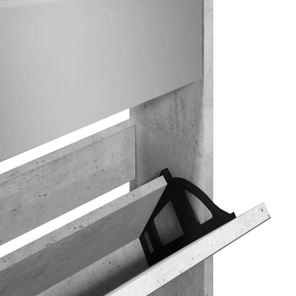 Scarpiera mobiletto portascarpe mobile ingresso/corridoio/soggiorno con specchio 5 ripiani 63 x 17 x 169,5 cm grigio 02_0021890