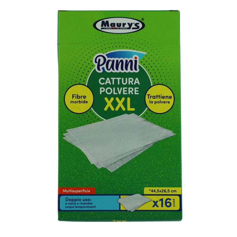 MAURY'S PANNI CATTURA POLVERE MULTISUPERFICIE XXL FIBRE MORBIDE  DOPPIO USO 16 PZ