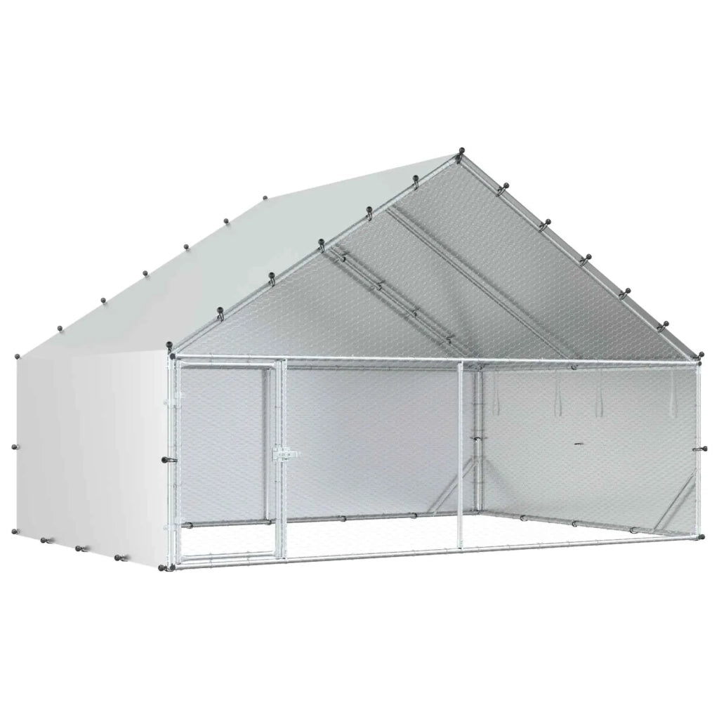 Pollaio con tetto Argento 300 x 200 x 190 cm Acciaio zincato 42042521