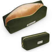 Etui con grande capacità, penna e matita, contenitore per scuola e ufficio, tessuto corduroy, verde oliva