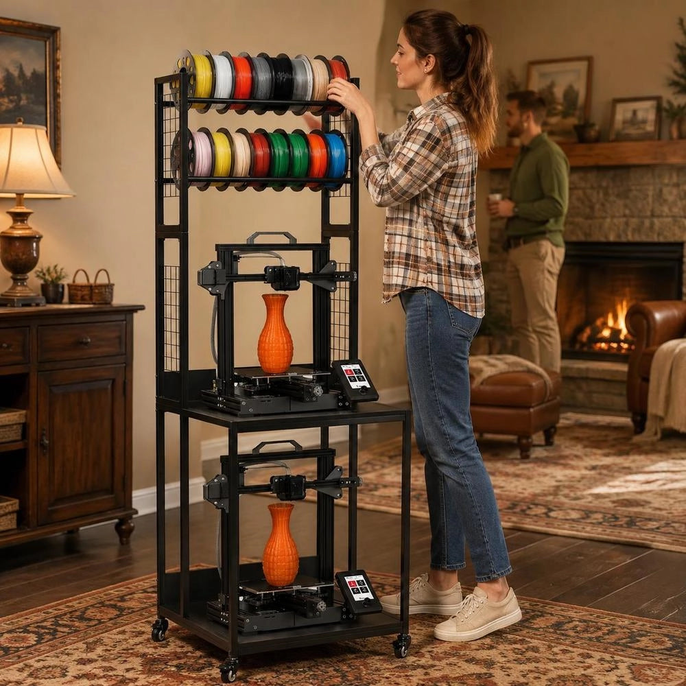4-tier Mobile Filament Storage Rack, 3D Printer Filament Storage Rack, Filament Spool Holder On Wheels, Organizer Stand For 3D Printing Studio
