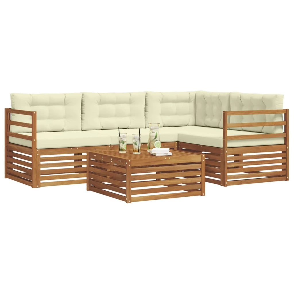 Set di divani da esterno con cuscino 5 pcs Naturale e Crema