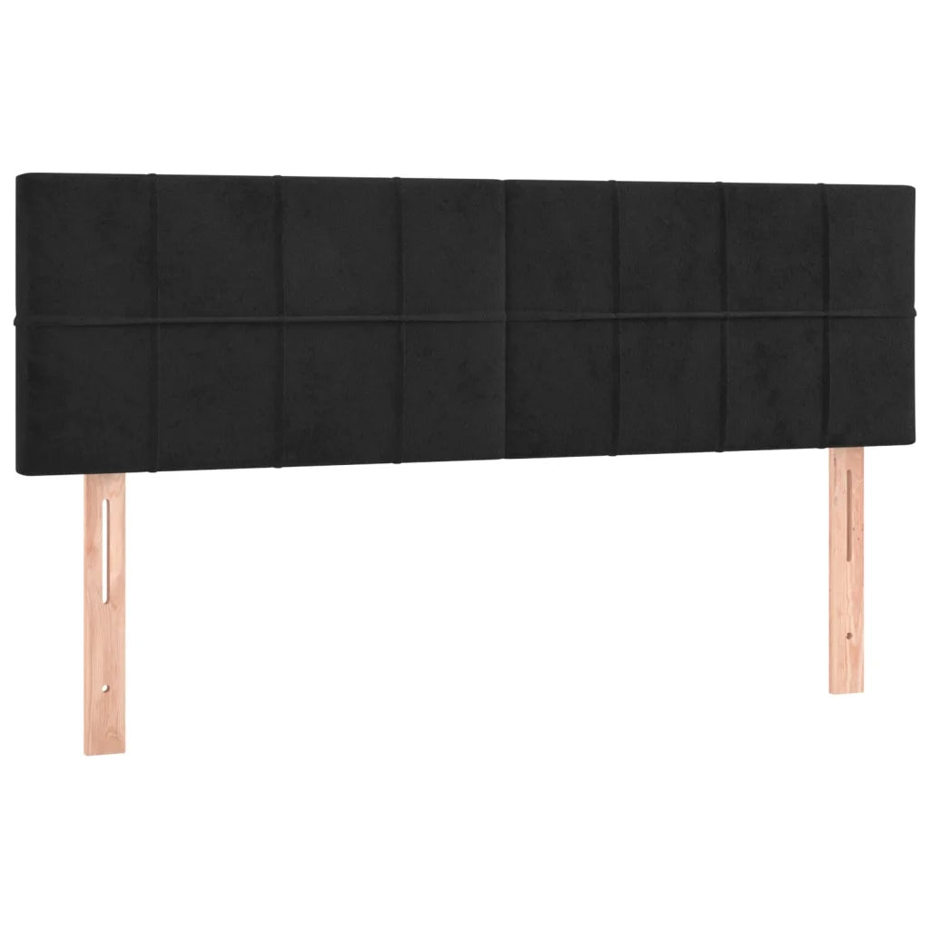 Letto a Molle con Materasso e LED Nero 140x190 cm in Velluto