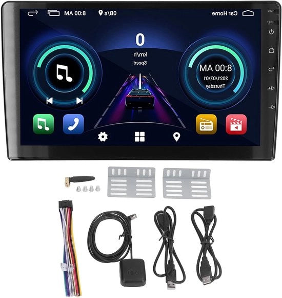 Autoradio a schermo touchscreen da 9 pollici con Bluetooth 5.0, navigatore GPS 10.1 pollici, radio AM FM, lettore DVD CD e schermo GPS per auto
