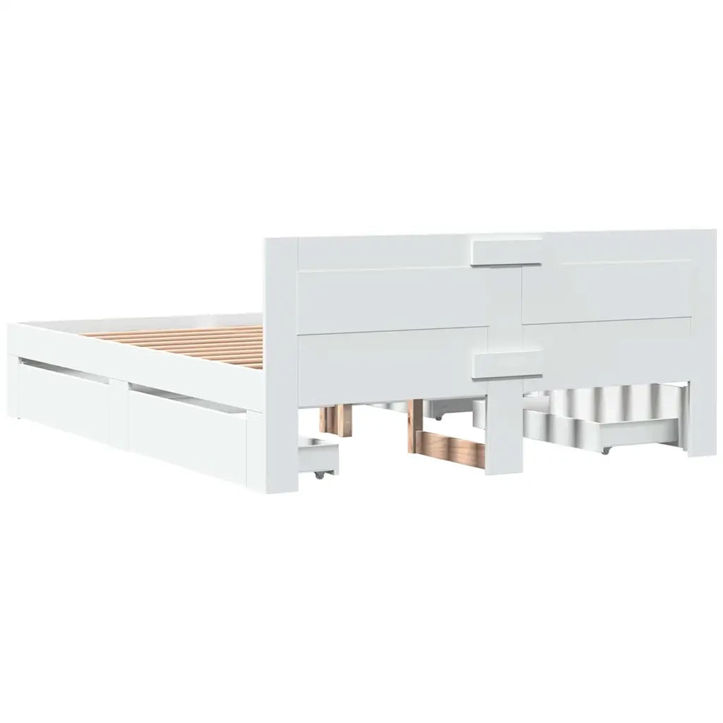 Struttura del letto 2 pcs-Giroletto-Rete del Letto Bianco 150 x 200 cm Legno multistrato