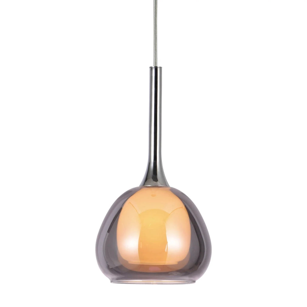 LÚZETE - LAMPADARIO A SOSPENSIONE 1 LUCE VETRO FUMÉ ESTERNO INTERNO BIANCO Ø16,5 NOLINA