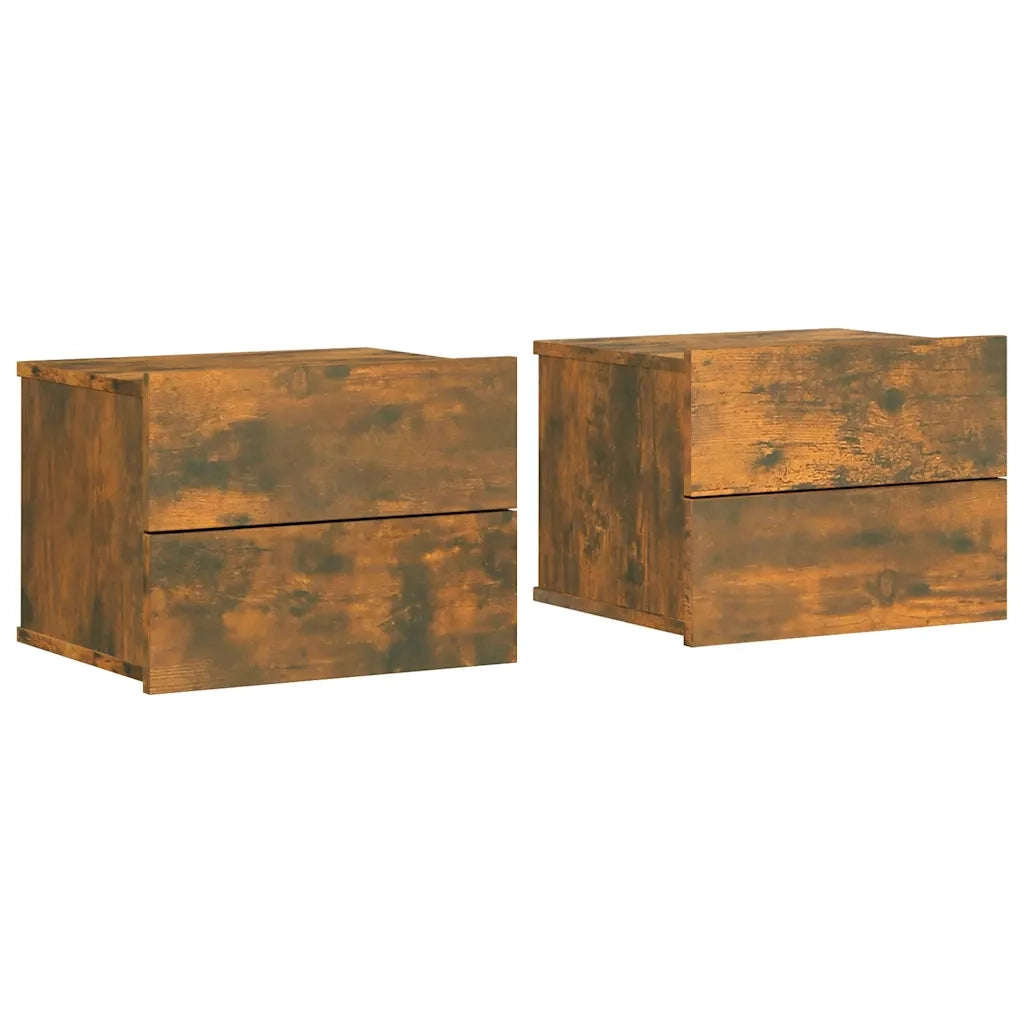 Comodini Rovere Fumo 2 pz 40x30x30 cm Legno Multistrato 815412